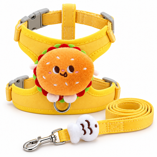 Hamburger Pet Harness & Leash Set