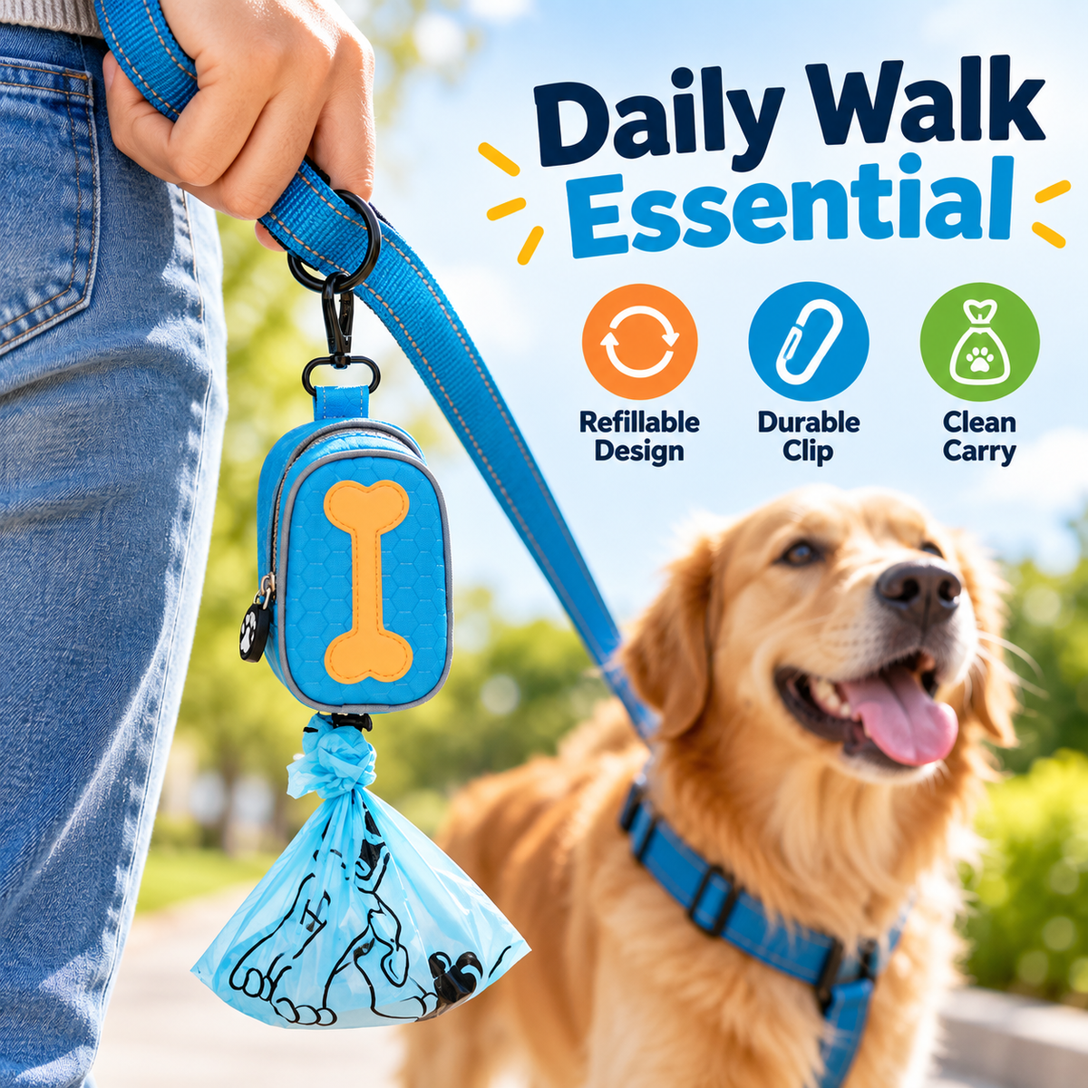 Leash-Mounted Waste Bag Dispenser